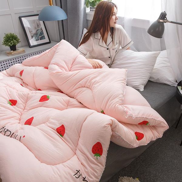 

comforters & sets warm quilt duvet lace strawberry pattern soft smooth pink white 2kg sleeping k30