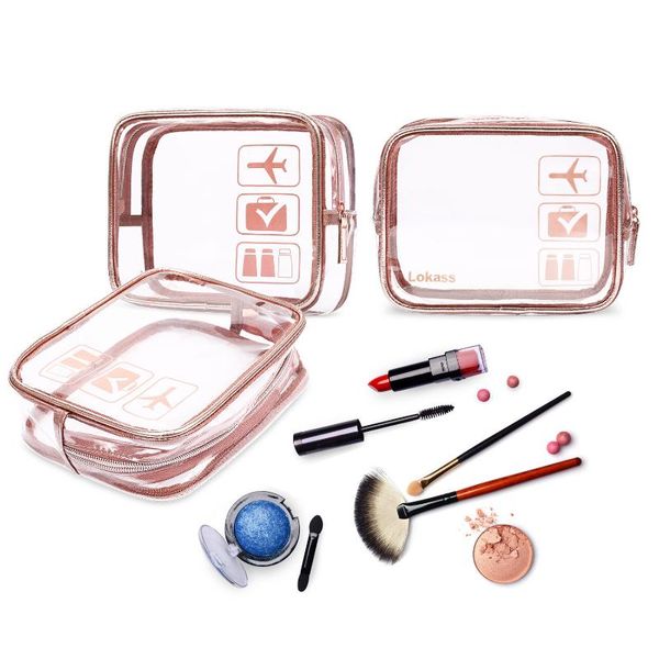 

cosmetic bags & cases clear bag 3piece pvc portable simple business trip travel toiletry transparent waterproof make up purse sac