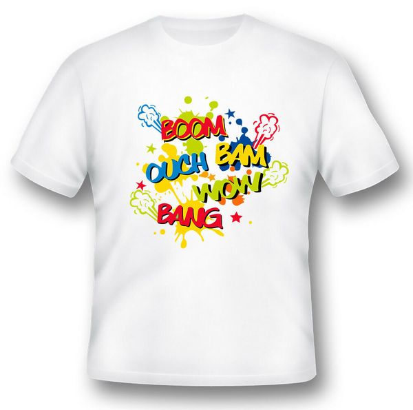 

boom bam cartoon fight shirt black or white tee funny, White;black