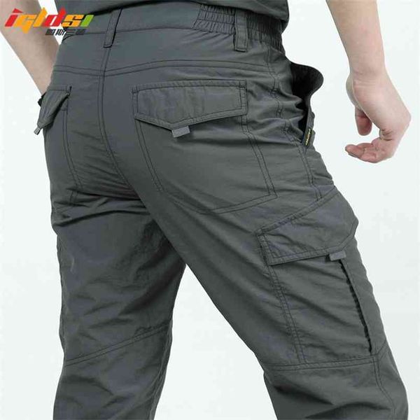 

quick dry casual pants men summer army military style trousers men's tactical cargo pants male lightweight waterproof trousers 210810, Black