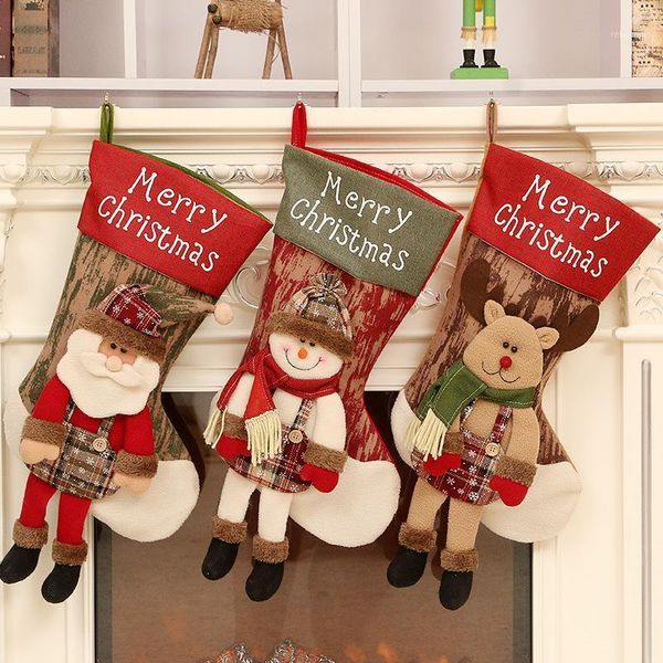 

christmas decorations large xams gift holders candy bags santa snowman little deer socks ornaments pendant for tree1