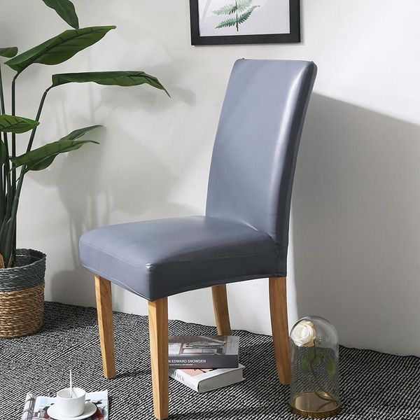 

chair covers stretch waterproof home one piece cover pu slipcover seat protector kitchens, els, offices, weddings