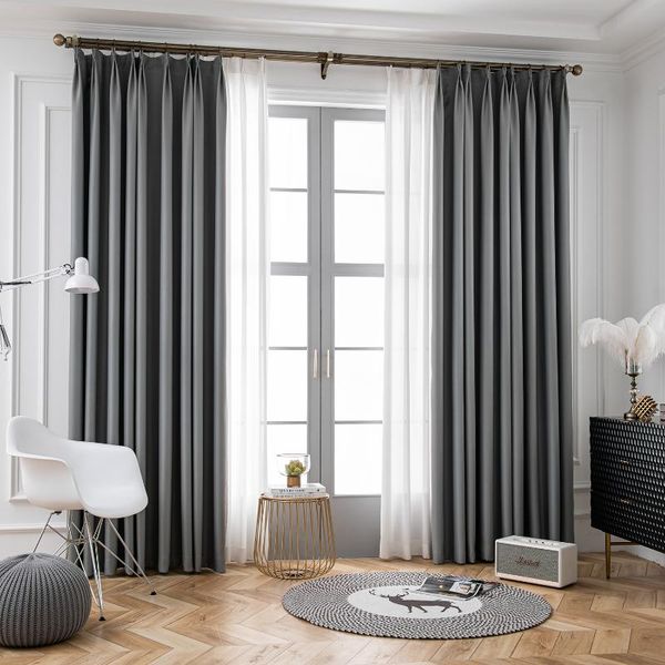 

curtain & drapes thick fabric solid color blackout finished window blinds modern curtains for bedroom living room kirchen