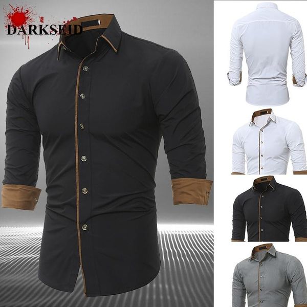 

men's casual shirts mens dress for men button up shirt office business, White;black