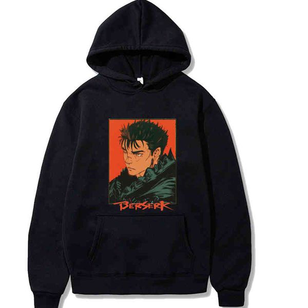 

berserk uniex anime hoodie pullover long sve hip hop cloth, Black