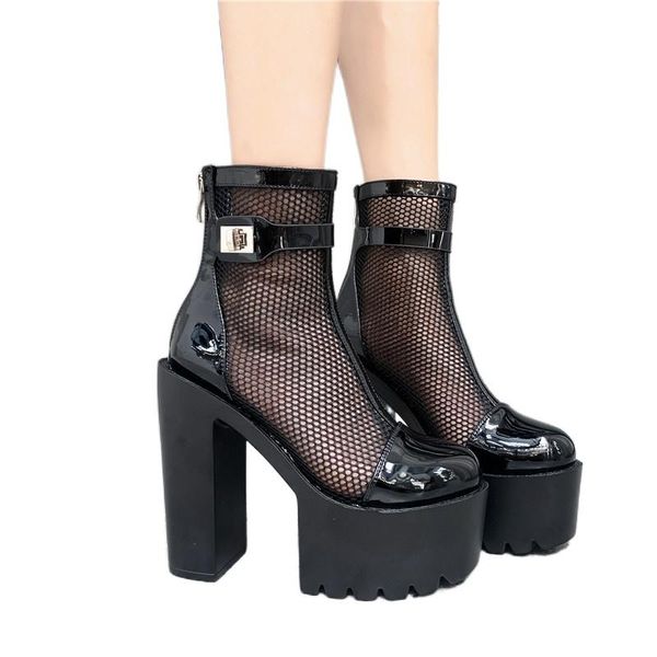 

boots bar ds performance chunky heel waterproof platform high pumps hip hop gogo dance leading shoes female night dj singer, Black