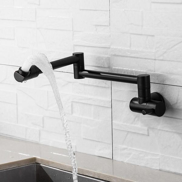 

bathroom sink faucets 360 degree rotating black wall mounted single cold water tap solid brass swivel folding kitchen basin faucet