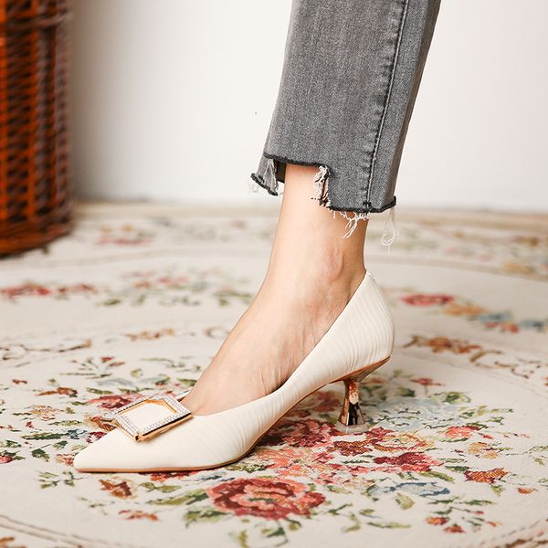 

sandals 317-19 apricot satin ice crackle high heeled shoes female pointed shallow mouth thin heel spring fairy style 2jrb, Black