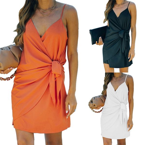 

europe and america 2021 summer lace up strapless vest dress women's wear, White