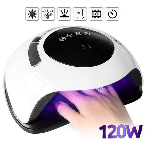 

nail dryers 120w uv led lamp dryer with smart motion sensing for curing all gel polish quick-drying lampara para