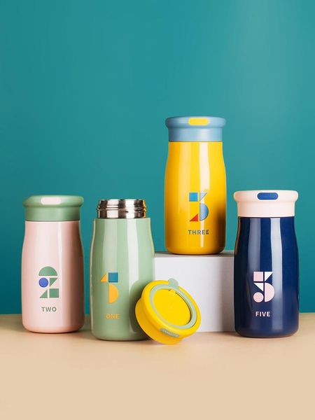 

water bottles mini thermal mug girl student simple heart