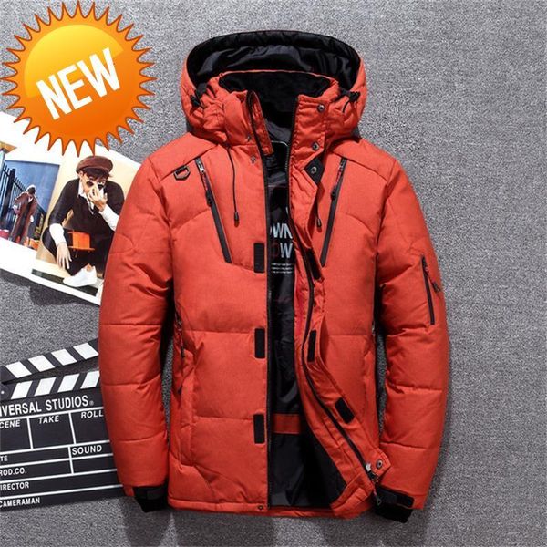 

2021 new men's down parka jacket winter thick warm white duck hooded windbreaker oversized m-4xl, Black