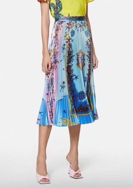 

high-end fashion brand women's printed skirt blue skirts, Black