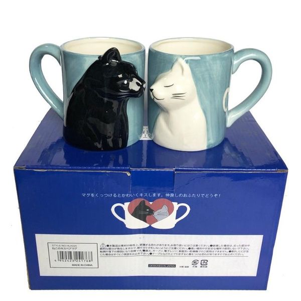 

black and white cat couple cup cute kiss ceramic mug coffee mugs