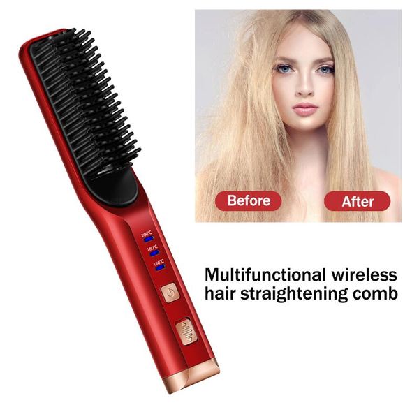 

in 1 wireless hair straightener comb eletric flat iron with 3 gear temperature adjustable brush for women electric brushes