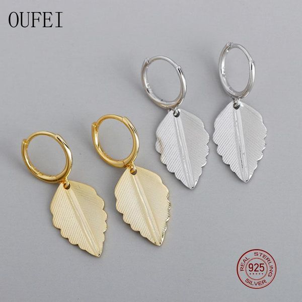 

other oufei 925 sterling silver earrings for women bohemia luxury drop leaf shape fine 2021 jewelry, Golden;silver