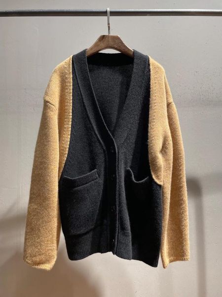 

women's knits & tees 2021 women fashion long-sleeved colorblock wool cardigan 1022, White