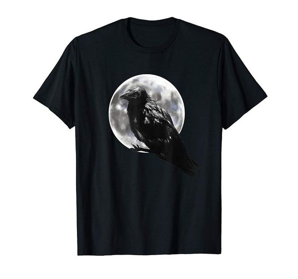 

men's t-shirts black raven with moon. occult halloween design. gift idea. t-shirt, White;black