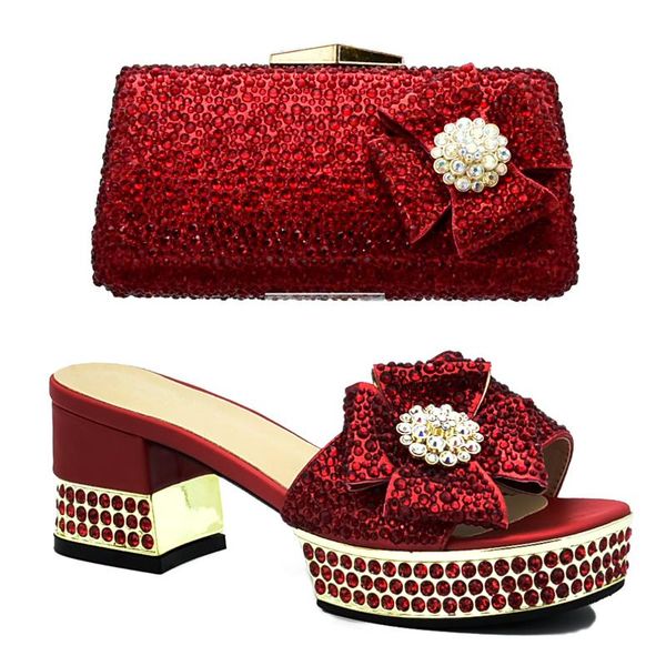 

latest italian shoes with matching bags set decorated rhinestone and bag for wedding nigerian party shoe dress, Black