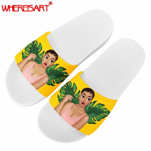 

funny black girls melanin poppin slippers women non-slip wear beach sandals fashion open toe slides indoor