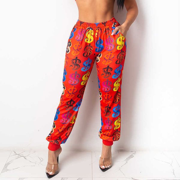 

women's pants & capris $print casual female sweatpants streetwear slacks fall fashion elastic waistband for korean-style women bikq, Black;white