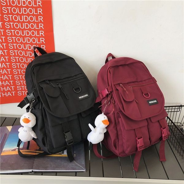 

backpack men's nylon backpack, big solid-colored school bag with lots of pockets for summer zjf1