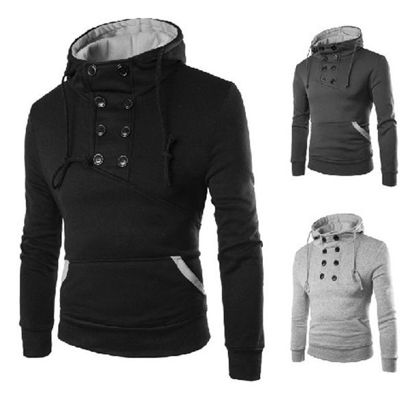 

men's hoodies & sweatshirts 2021 double-breasted jacket pullover for male short slim streetwear oversized hoodie sweatshirt, Black