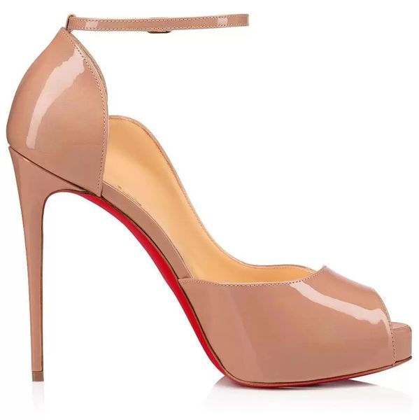 

fashion design round chick alta peep toe women's shoes red bottom pumps lady high heels luxury party dress wedding eu35-43,with box, Black