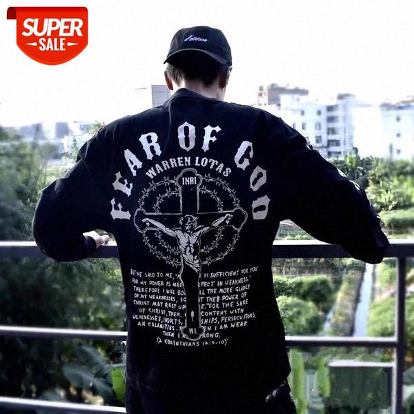 

fog jesus christmas limited fear of god street loose cross brand black long sleeve t-shirt #8i0f, White;black