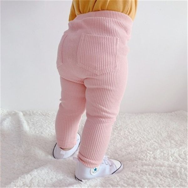2Pcs Set Solid Baby Pantaloni a vita alta Cotone Neonate Leggings Pantaloni moda per neonato Primavera Casual Bambini Pantaloni lunghi 211028