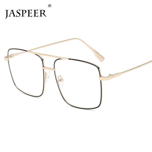 

fashion sunglasses frames jaspeer oversized square eyeglasses men eyewear women classical retro metallic style, Black