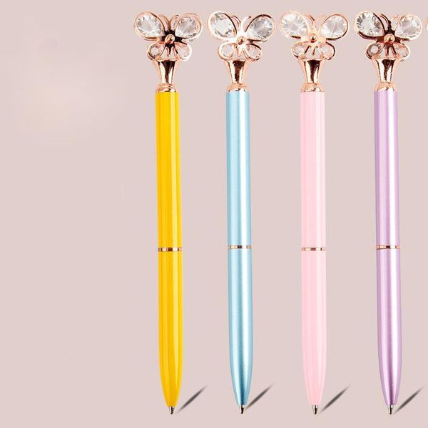 

ballpoint pens ellen brook 1 pcs butterfly school pen mm point metal black writing for student rose gold stationery, Blue;orange