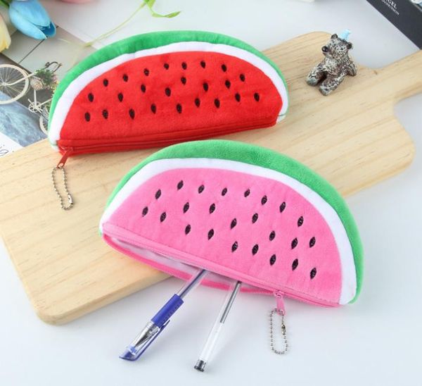 

coin purses 2color- watermelon 23cm plush pencil purse , bag big size kid's key wallet pouch, Red;black