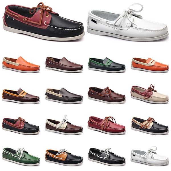 

169 womens sneakers sailing shoe mens casual leather shoes black white red green orange brown outdoor trainers size 38-45