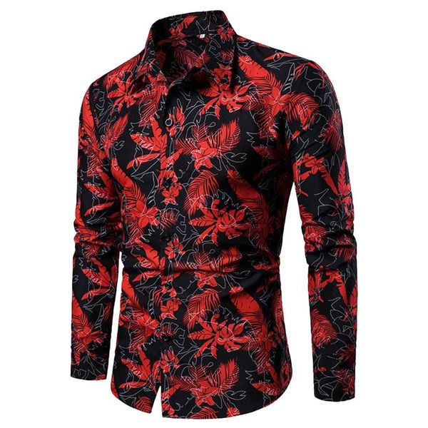 

men's casual shirts red dress for men cotton tuxedo shirt long sleeve paisley print slim fit wedding man button up, White;black