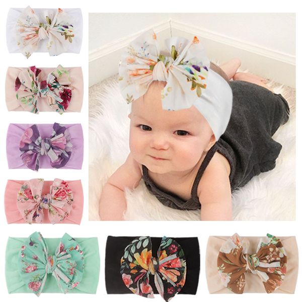 

factory wholesale 2021 new creative bohemian print bow baby band soft nylon children's hair accessories popular fashion xmas gift