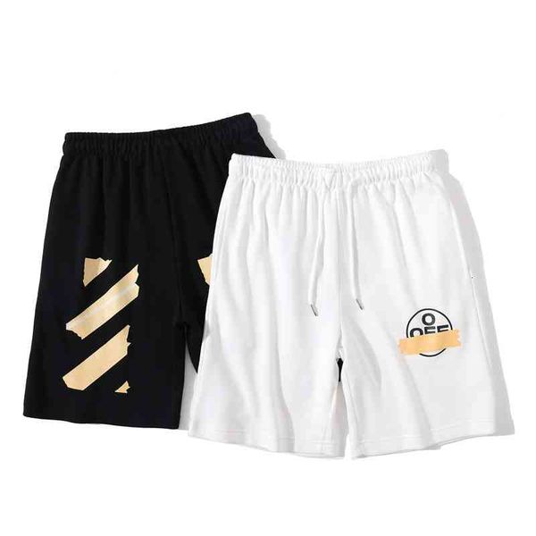

tide white off brand summer yellow arrow shorts men's and women's beach pants five point sports casual batch, Black