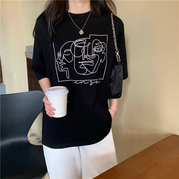 

hoodies ytx142 spring net red version korean loosed western style all-match short-sleeve bottoming female t-shirts, Black
