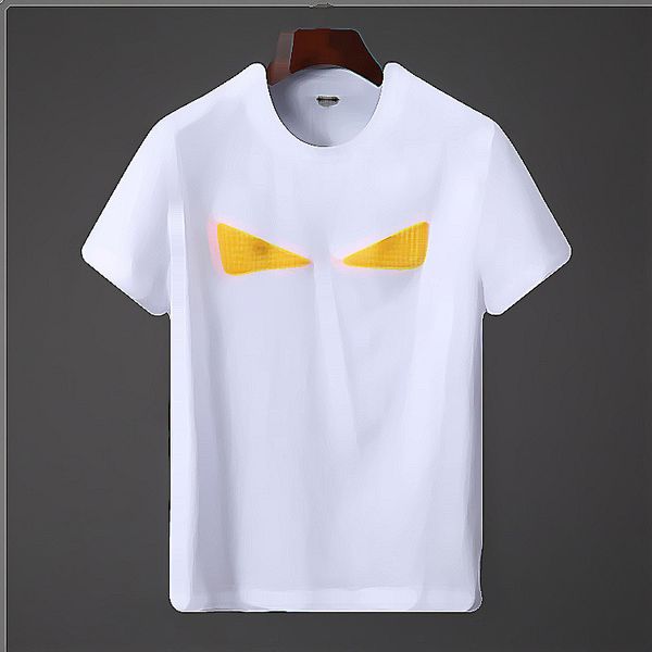 

new tide brand cotton women men funny t-shirt cute eyes print casual short sleeves tshirt slim with tags tees m-3xl, White;black