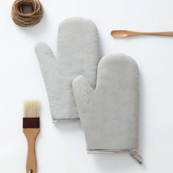 

oven mitts kitchen heat resistant glove cotton linen baking bbq cooking microwave
