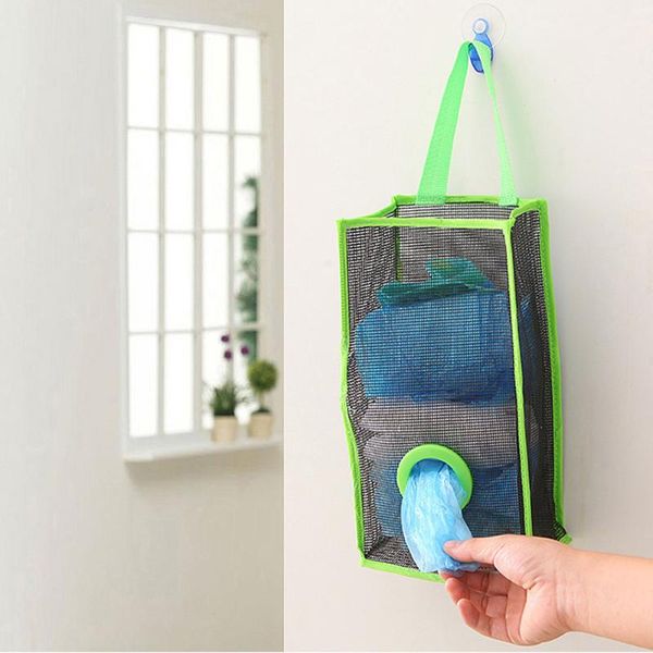 

hanging baskets bathroom bag breathable mesh grid garbage bags kitchen storage organizer convenient extraction pouch