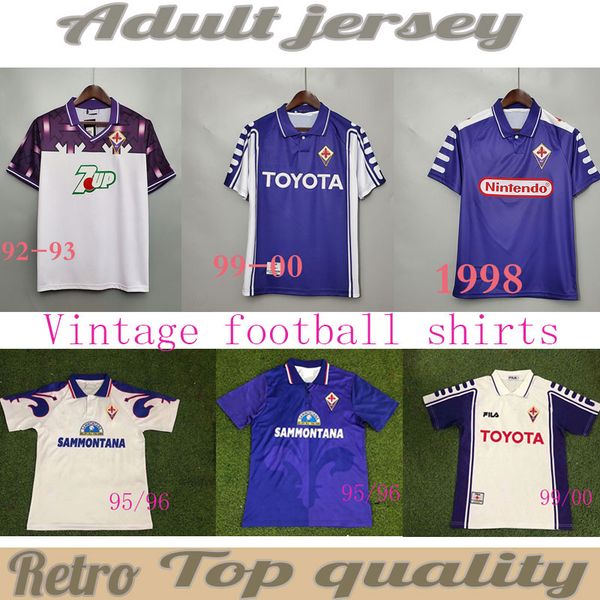 

1998 1999 retro fiorentina jerseys 9 batistuta 10 rui costa 98 99 camisa casa 2000 camisas de futebol 92 93, Black;yellow