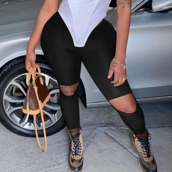 

high waist cut out stacked pants autumn winter women fashion streetwear outfits tousers joggings women's & capris, Black;white