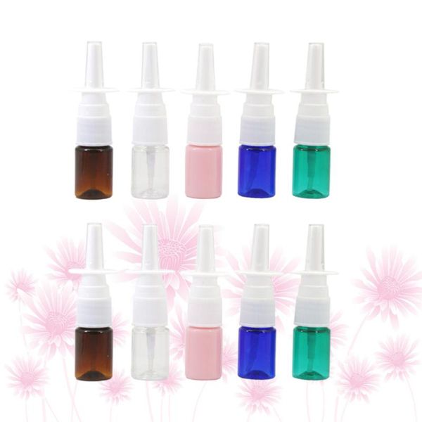 

storage bottles & jars 10pcs 5ml nasal sprayer refillable empty spray pet bottle makeup liquid subpackaging (random color)