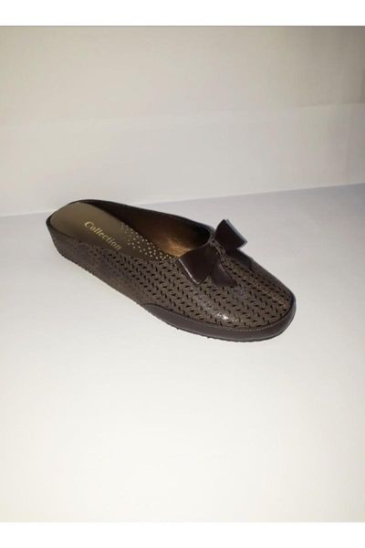 

slippers genuine leather home slipper, Black