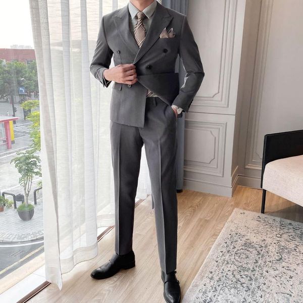 

men's suits & blazers 2021 spring fashion formal casual business blazer wedding prom sets male double breasted custom 2 piece w441, White;black