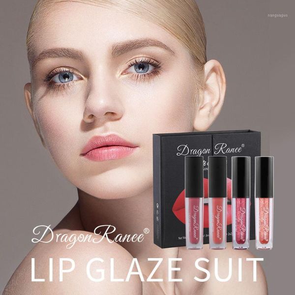 

4pcs/set matte liquid lipstick wet cherry gloss jelly lip red tint shiny oil nude1