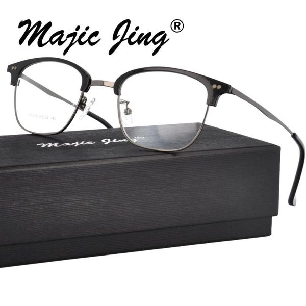 

magic jing stainless steel prescription spectacles rx optical frames full rim eyewear for men y1618 fashion sunglasses, Black