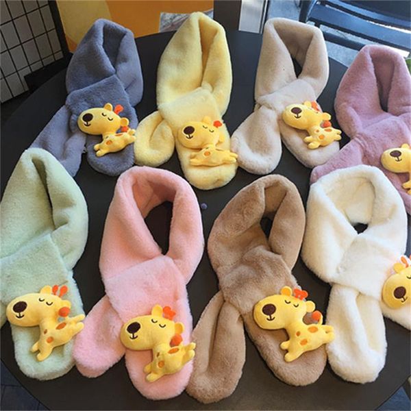 

scarves winter children scarf cute giraffe plush male and female babies thick warm student outdoor windproof gift, Blue;gray