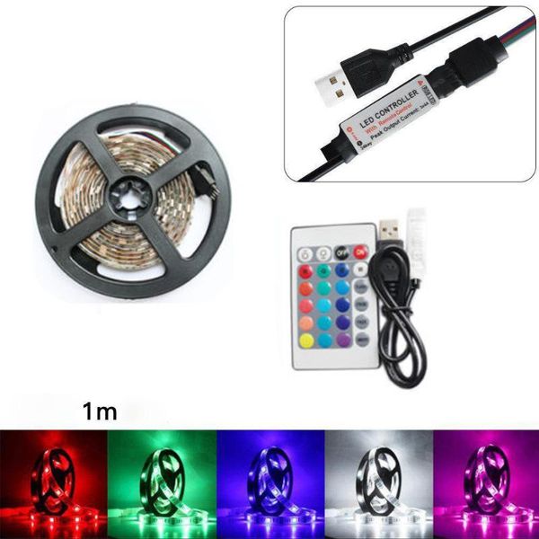 

home living room led strip 50-200cm usb light tv back lamp rgb colour changing+remote control garden deocr strips